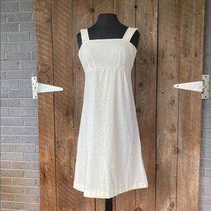 Handmade Yellow and White Sleeveless Dress - White Eyelet Overlay